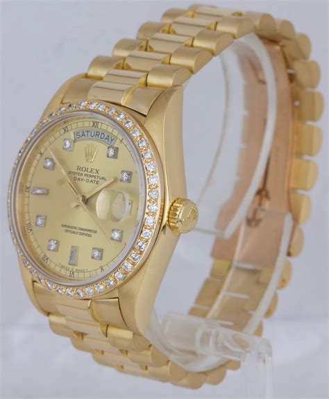 presidential rolex surrounded by diamond bezel|rolex presidential 18k solid gold.